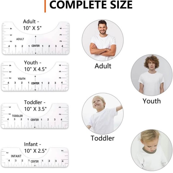 T-Shirt Alignment Ruler-4 Pack T-shirt Measurement Ruler Guide - Picture 7 of 10